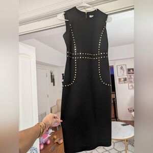 Calvin Klein Black Dress with Gold Studs